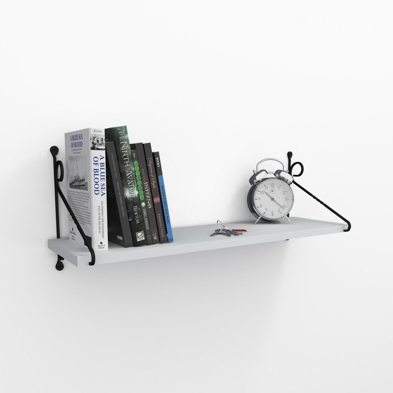 Raft pentru perete Seramoni, Decormet,  60x14x20 cm, alb/negru - imagine 4